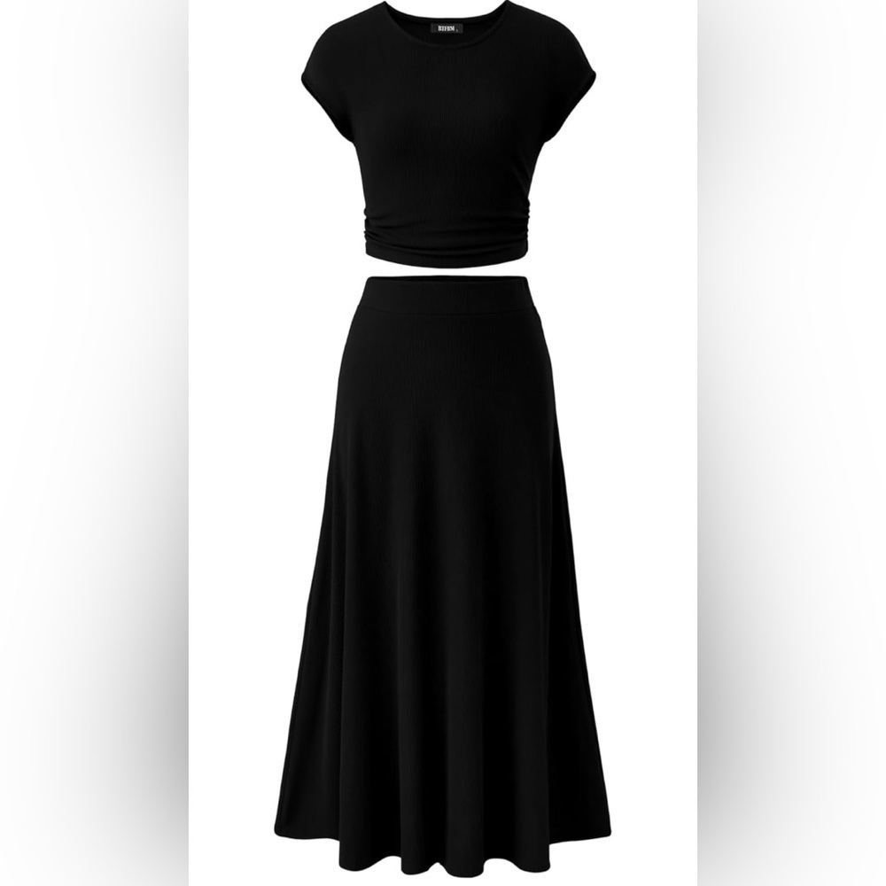 Women’s Two Piece Skirt Set Black - Picture 2 of 16